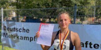 Sie holte sich schon den zweiten Meistertitel im Leichtathletik-Fünfkampf: Morgaine Rosenke.