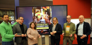 Pressekonferenz zum Thema Besucherbefragung und Entgeltfreiheit in den Städtischen Museen in Leipzig.v.l. Ronny Maik Leder, Anselm Hartinger, Leontine Meijer-van Mensch, Skadi Jennicke, Stefan Weppelmann und Thomas Pessara. Foto: André Kempner