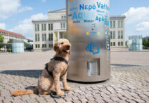 Bietet auch Erfrischendes für den Hund: Der neue Riesenbrunnen "Brunno". Foto: Leipziger Gruppe