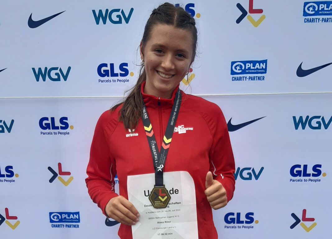 Alexa Röse gewann bei der Deutschen Meisterschaft in der U16 das Rennen über 3000 Meter Gehen. Foto: Verein